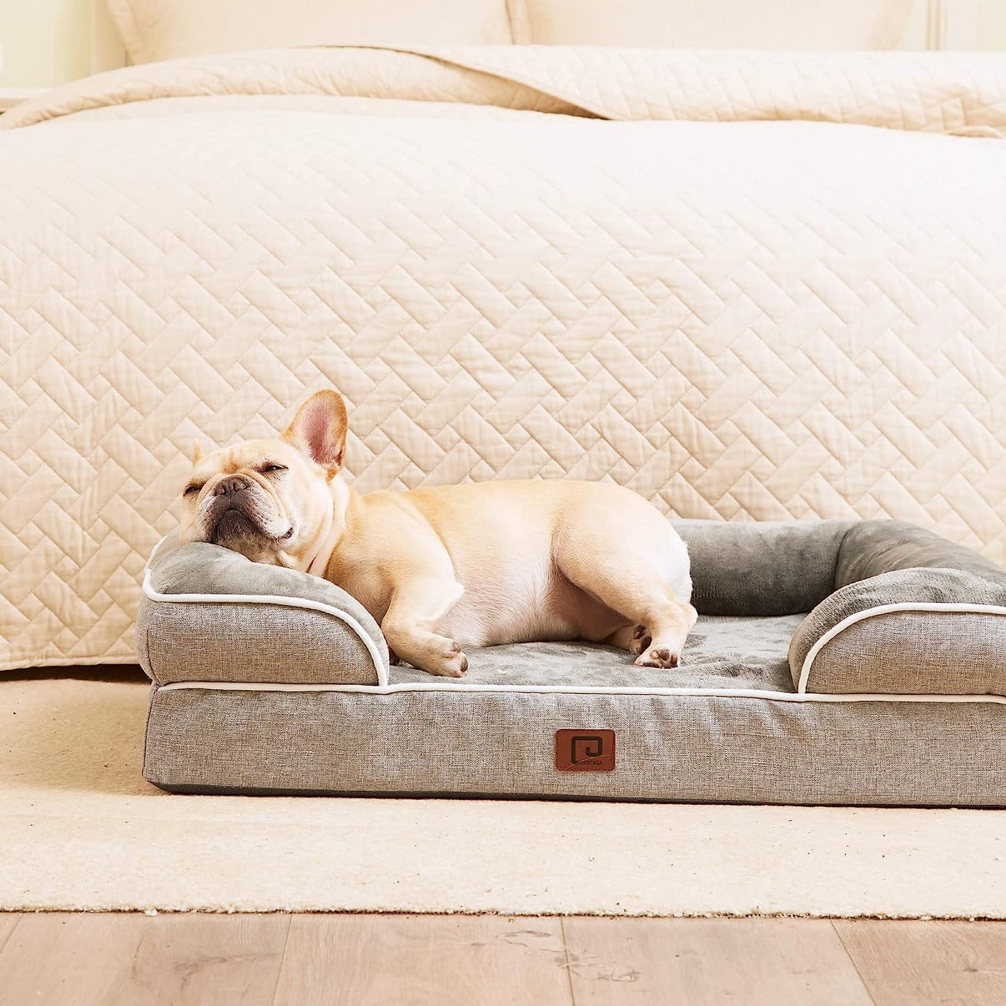 Orthopedic Dog Beds Large Sized Dog, Waterproof Memory Foam Pet Bed with Sides, Non-Slip Bottom Large Pet Bed with Washable Removable Cover, Grey